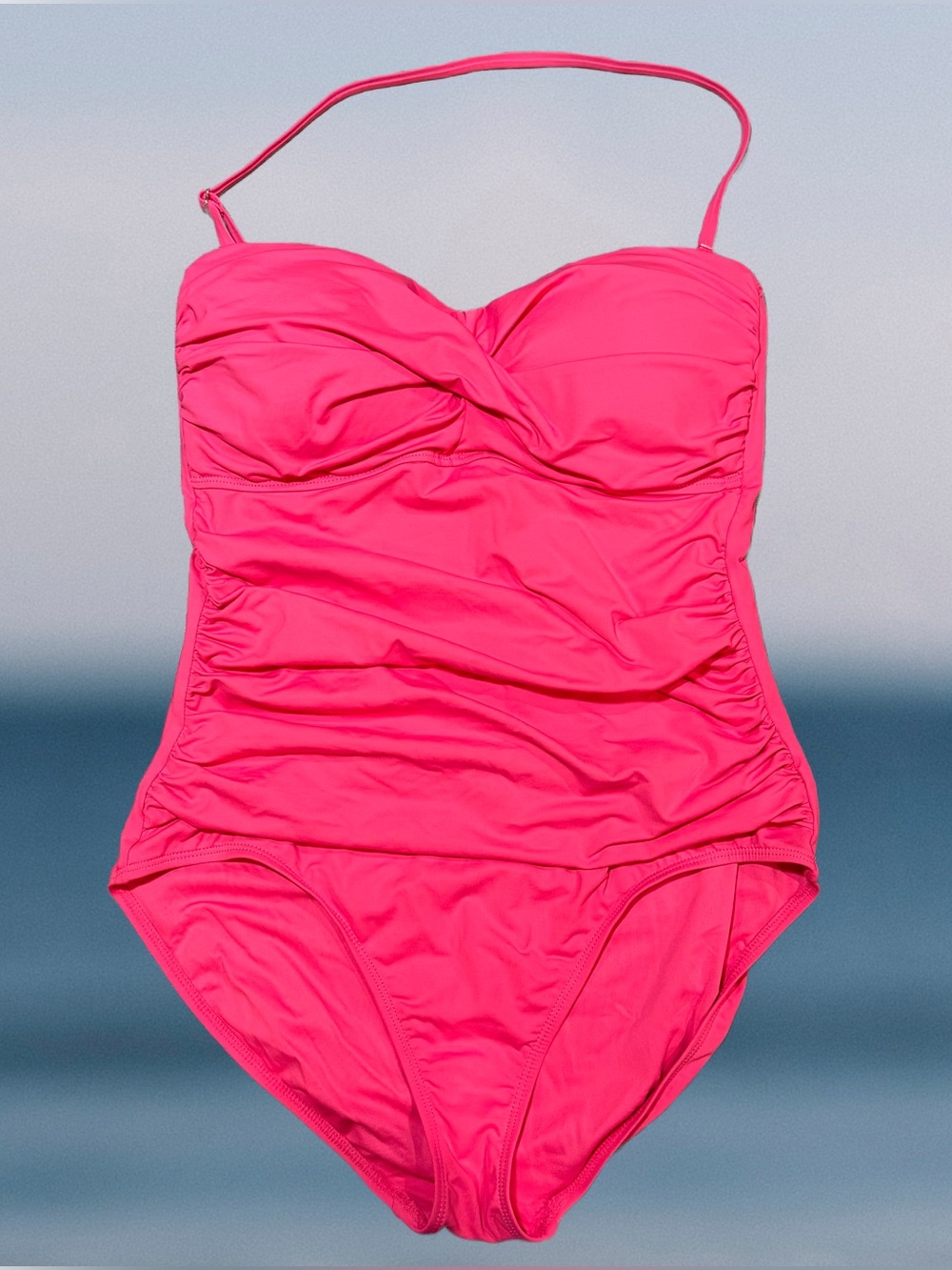Anne Cole Pink One Piece Swimsuit Size 10 Strapless Bandeau Swimwear
